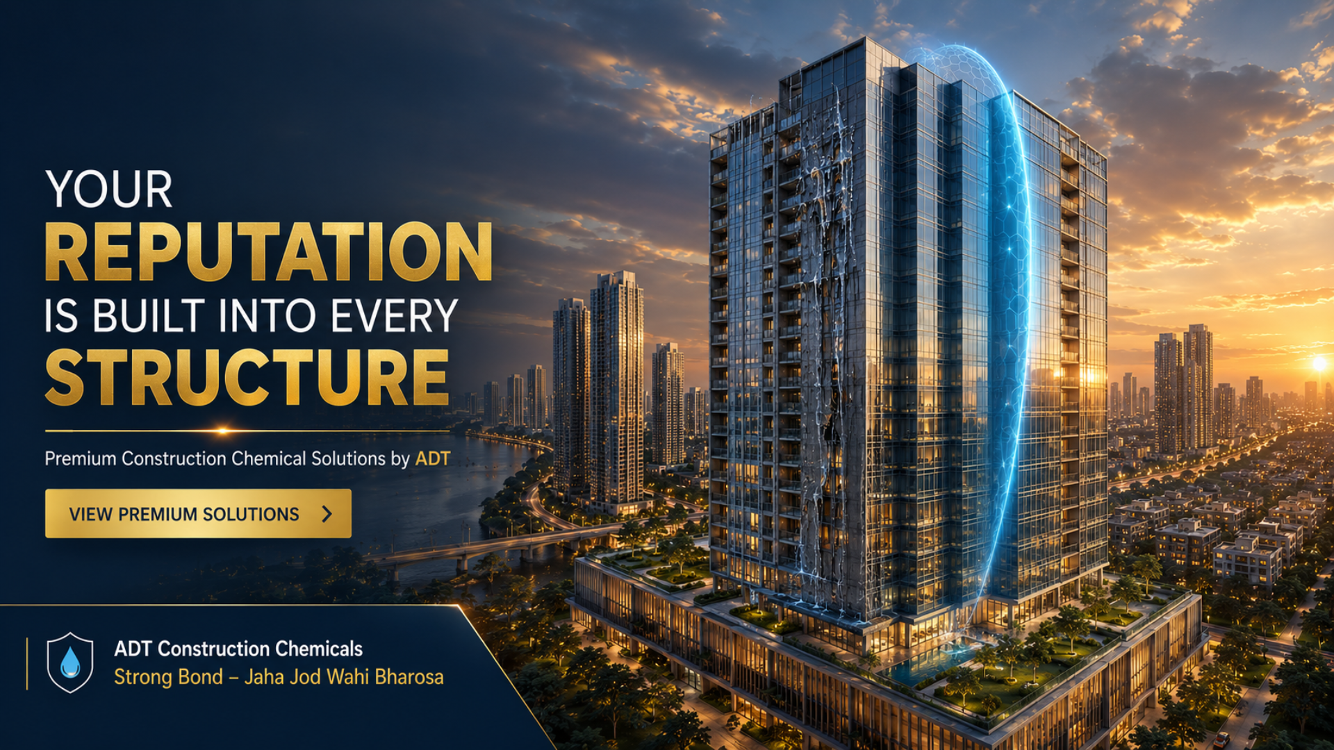 ADT Industries — premium construction chemical solutions, your reputation is built into every structure, waterproofing chemicals India