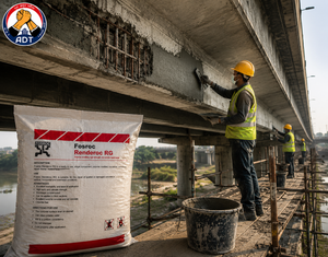 General purpose repair micro concrete FOSROC RENDEROC RG being applied to damaged concrete surface — structural restoration India