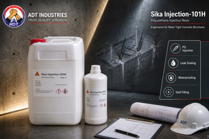 Sika Injection-101H hydrophilic PU injection grout — active water leakage stopping flexible crack sealing below-grade concrete India