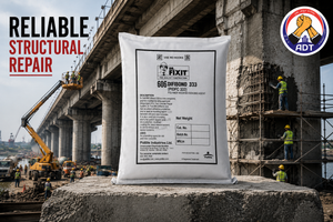 Dr. Fixit Piditop 333 hardened abrasion resistant concrete floor in a warehouse