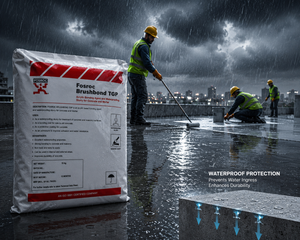 Fosroc Brushbond TGP — brush-applied crystalline waterproofing chemical that permanently seals capillary pores and hairline cracks in concrete