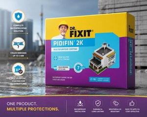 Dr. Fixit Pidifin 2K — two-component cementitious waterproofing coating by Pidilite for concrete and masonry surfaces