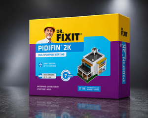 Dr. Fixit Pidifin 2K — reliable flexible cementitious waterproofing coating for new construction and repair applications across India