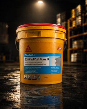 Sikalastic-520 Cool Coat Fibers IN — fiber-reinforced elastomeric waterproof coating for roof waterproofing and heat reflection India