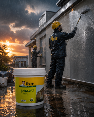 Dr. Fixit RAINCOAT Classic — original acrylic polymer wall waterproofing chemical stopping wall leakage and rain penetration on facades