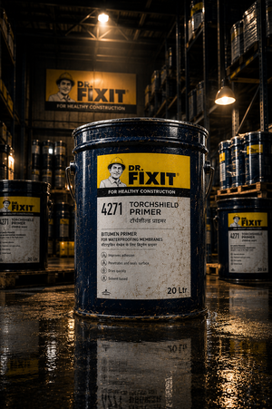 Dr Fixit Torchshield Primer waterproofing solution — bitumen primer for roof terrace basement APP membrane waterproofing India