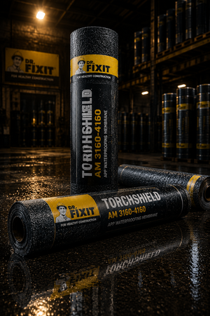 Dr Fixit Torchshield AM 3160 3mm APP bituminous waterproofing membrane roll — torch-applied roof terrace waterproofing Dr Fixit India