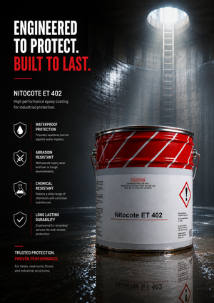 Fosroc Nitocote ET 402 two-component epoxy tar protective coating — waterproofing concrete tank sewage underground structures India