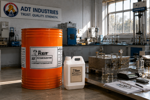Polyurethane foam injection grout Dr. Fixit PU Foam Injection being injected into actively leaking concrete crack — rapid expansion leakage stopping India