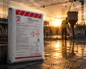 Fosroc Conplast Crystalline — cement-based crystalline waterproofing chemical that permanently seals capillary pores and micro-cracks in concrete