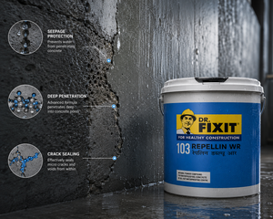 Repellin WR by Dr. Fixit — water repellent coating for exterior walls, facades, columns and exposed concrete against driving rain and dampness