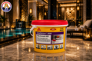 Sika Ceram-888 Tile Grout EP resin and hardener mixed before grouting