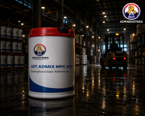 ADT Admix MPC 3070 product close up — mid PC polycarboxylate superplasticizer admixture specifications ADT Industries India