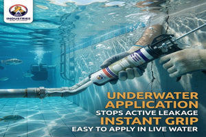 ADT Strong Bond applied underwater on pipe joint — waterproof adhesive sealant stops leaks without surface drying India