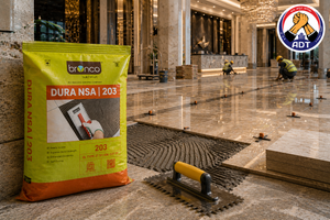 Bronco Dura NSA applied in a thick bed over an uneven surface