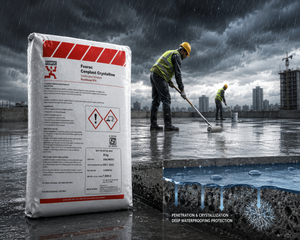 Conplast Crystalline by Fosroc — dual-action crystalline waterproofing system for water tanks, basements, swimming pools and tunnels