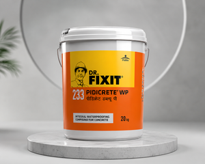 Dr. Fixit 233 Pidicrete WP — acrylic waterproofing admixture that improves adhesion, reduces shrinkage cracks and resists weathering on concrete surfaces