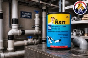 Dr. Fixit Bathseal Tape cold applied waterproofing tape on a wet area joint