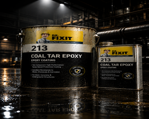 Dr Fixit Coal Tar Epoxy 213 two-component coating cans — epoxy tar protective coating for concrete water tank and underground structures India