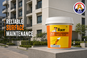 Wall crack permanently filled with DR. FIXIT CRACK-X SHRINKFREE — zero-shrink crack filler paste paintable finish India