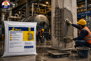 Dr Fixit Repair Polymer Mortar applied to concrete wall — trowel-applied polymer repair mortar for structural surface restoration India