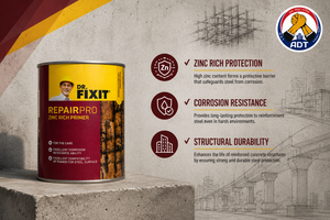 Dr. Fixit Zinc Rich Primer with zinc rich protection, corrosion resistance and structural durability for steel reinforcement India