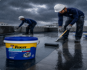 Dr. Fixit ROOFSEAL Classic — acrylic polymer waterproof roof coating that bridges hairline cracks on concrete and masonry