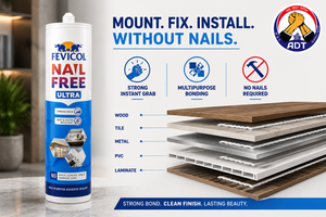 Feviseal Nail Free Ultra bonding an ACP panel to a wall without nails