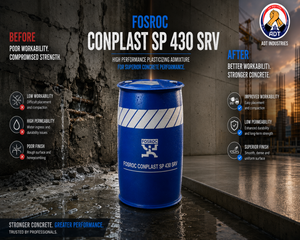 Fosroc Conplast SP430 SRV added to concrete mix — slump retaining SNF superplasticizer extended workability hot weather India
