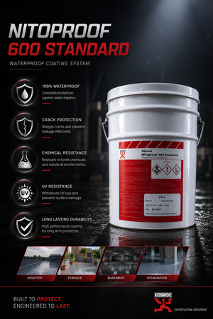 Fosroc Nitoproof 600PF 25kg pitch-free polyurethane waterproofing membrane — liquid applied seamless roof waterproofing Fosroc India