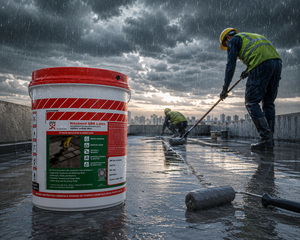 Fosroc SBR Latex waterproofing coating — reduces drying shrinkage cracking and enhances tensile strength on cementitious substrates