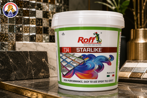 Roff Starlike stain-proof waterproof grout in a designer bathroom