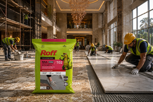 Roff T02 NSA used for tile-on-tile fixing on an indoor floor
