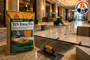 Sikaceram-125 Easy Fix combed onto a bathroom wall for tiling