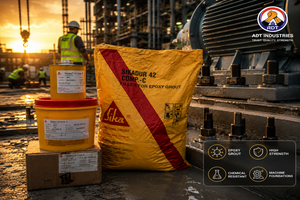 Sikadur-42 three-component non-shrink epoxy grout — high compressive strength precision grouting compound for machinery foundations and structural applications India