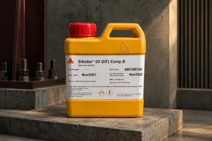 Ultra-fine epoxy repair mortar Sikadur-53 UF Mortar applied to shallow concrete spall — thin section precision repair India
