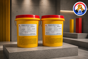 Sikagard-694 FI product close-up — flowable epoxy putty deep void filling honeycombed concrete repair specifications India