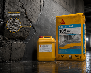 Sikatop®-109 Seal IN — high-elongation waterproof coating that accommodates structural movement and thermal expansion on cementitious substrates