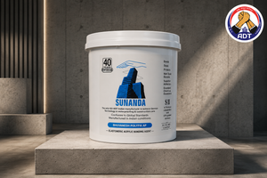 Sunanda Polyfill AR ready to use paste filled into a crack with a putty knife