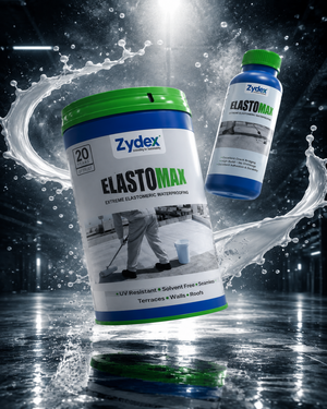 Zydex Elasto Max — UV resistant elastomeric waterproofing chemical for roof slabs terraces parapet walls and exterior facades India