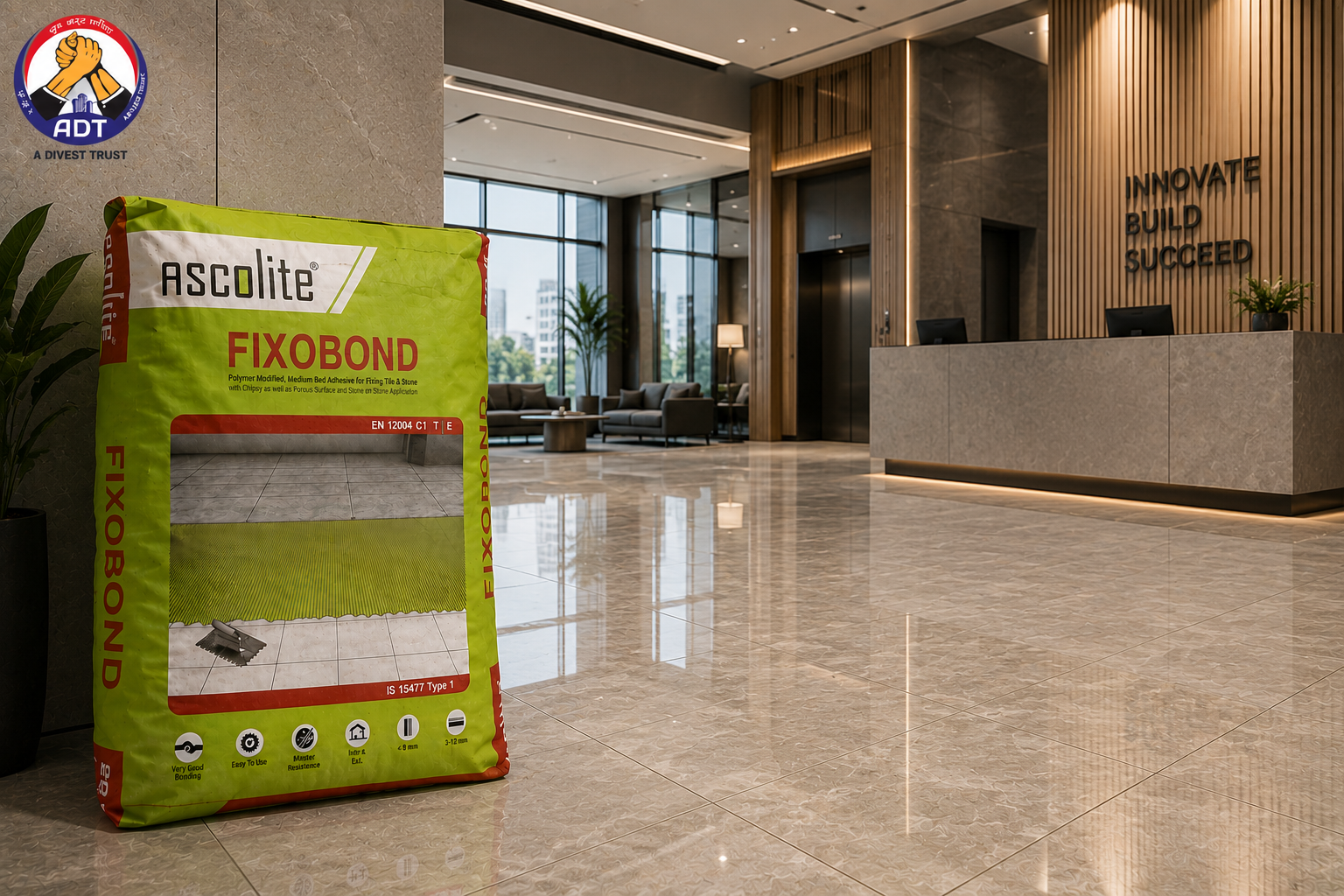 Ascolite Fixobond + improved cement-based adhesive for large tiles