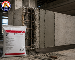 FOSROC RENDEROC RGL product close-up — flowing repair micro concrete large section structural restoration specifications India
