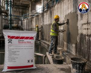 FOSROC RENDEROC RGS product close-up — stiff repair micro concrete vertical overhead structural repair specifications India
