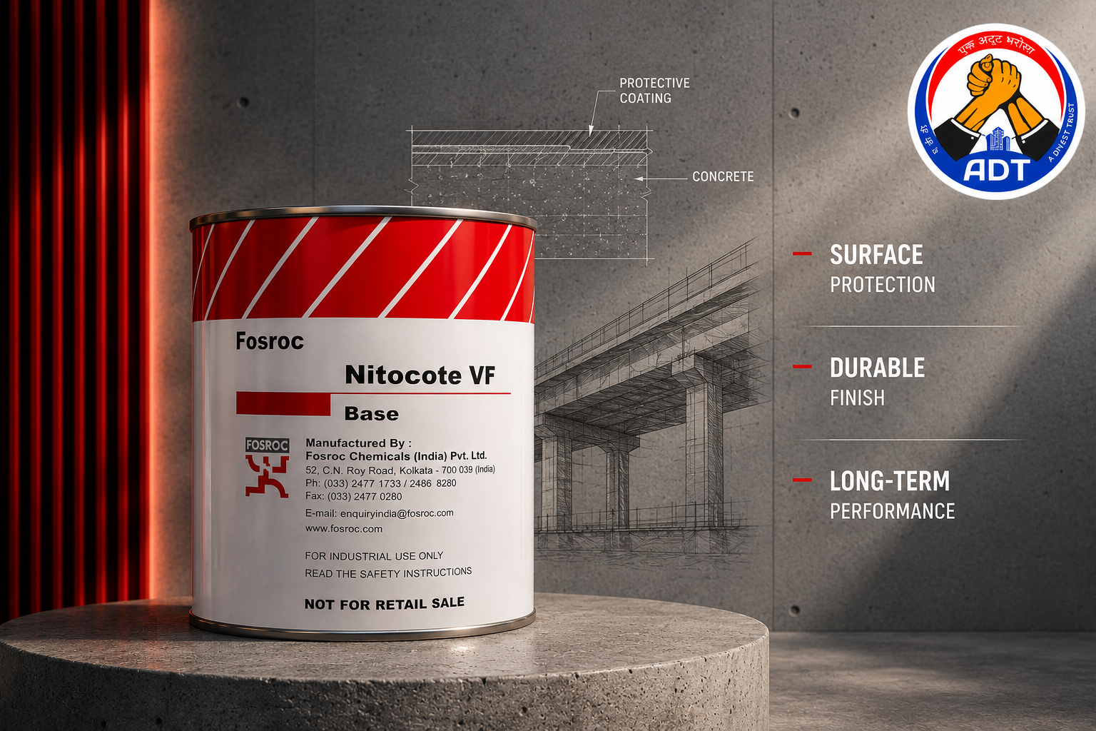 Fosroc Nitocote VF epoxy putty — void filling surface defect repair concrete substrate preparation before coating application India
