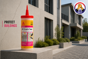 Fine concrete floor crack sealed with Sikadur-20 Crackseal — low-viscosity epoxy crack sealer durable floor repair India
