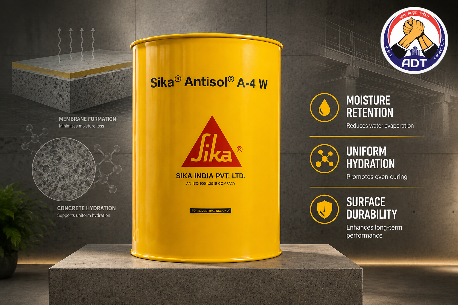 Sika Antisol A-4 acrylic curing compound from Sika India for fresh concrete