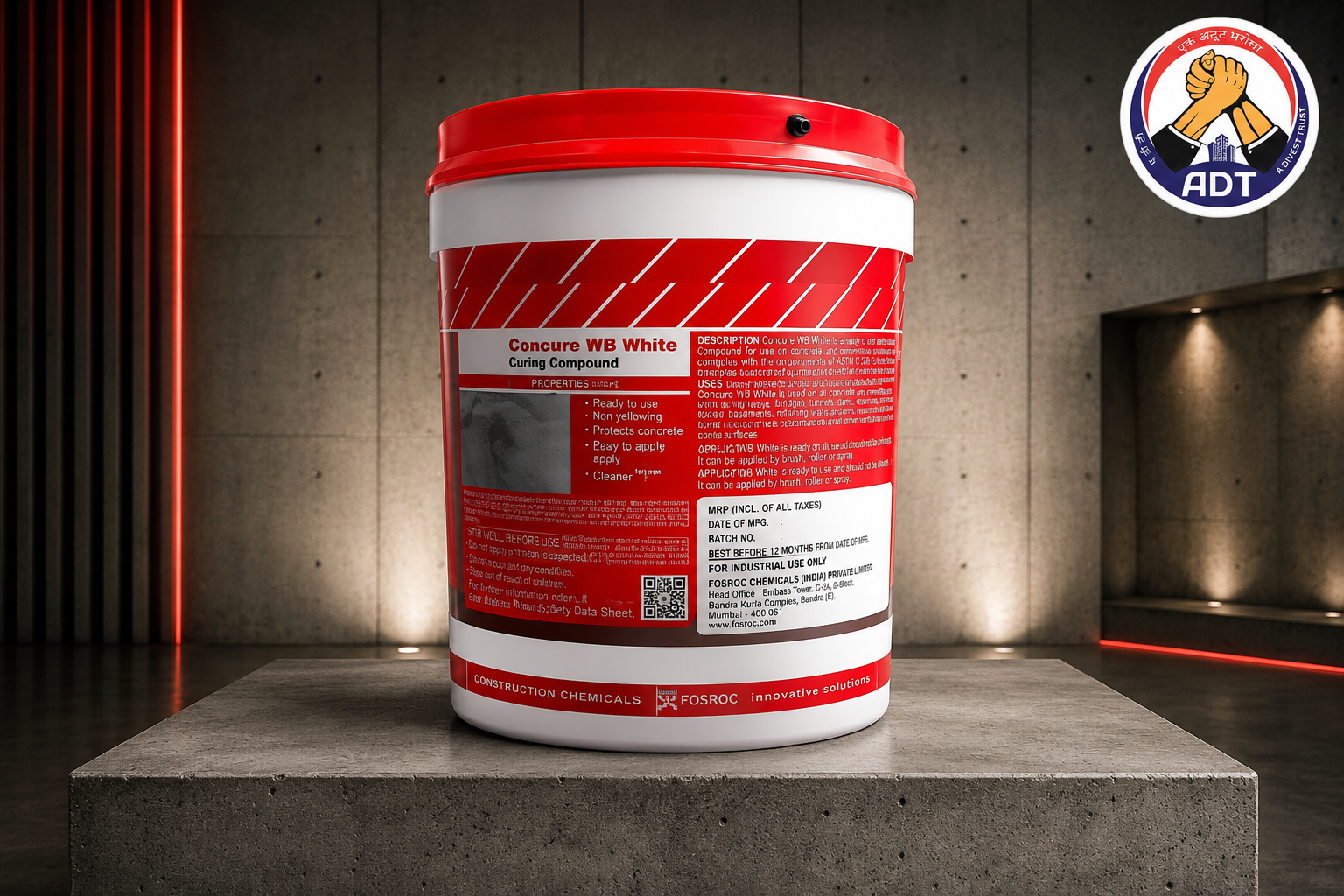 Fosroc Concure WB White curing compound for runways bridge decks and canal linings