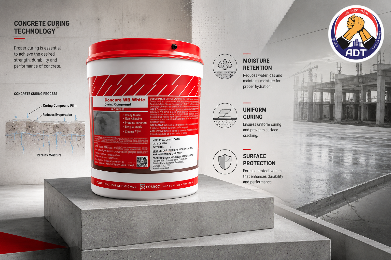 Fosroc Concure WB White water based curing compound from Fosroc India