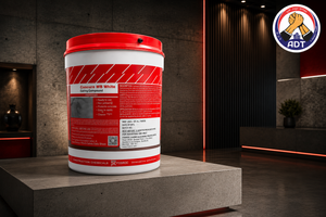 Fosroc Concure WB White curing compound applied to a vertical concrete column