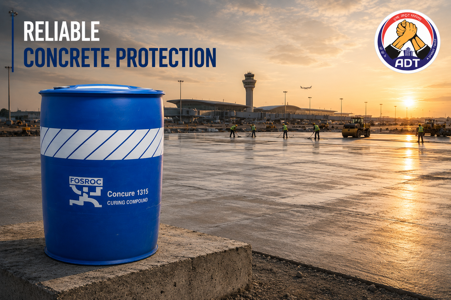 Fosroc Concure 1315 forming a clear UV resistant film on cured concrete